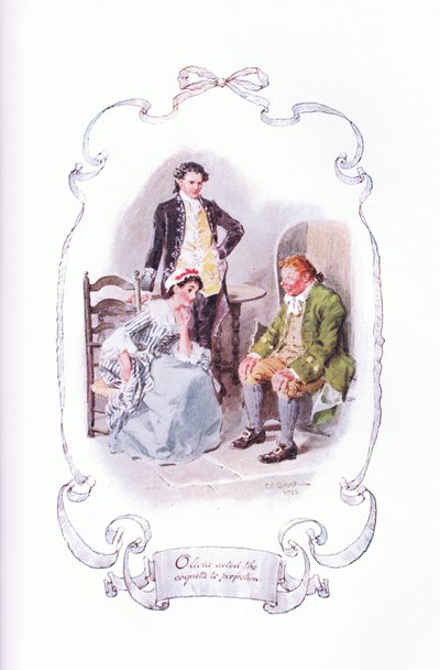Olivia recitava la civetta alla perfezione, da Il Vicario di Wakefield pubblicato da J M Dent & Son Ltd, anni 1920 da Charles Edmund Brock
